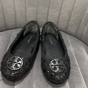Tory Burch Black Sequin Ballet Flats